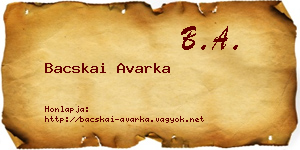 Bacskai Avarka névjegykártya
